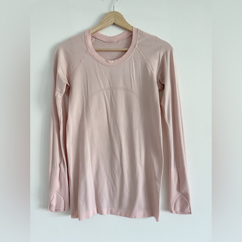 Lululemon Athletica Pink Fitted Long Sleeve T-Shirt